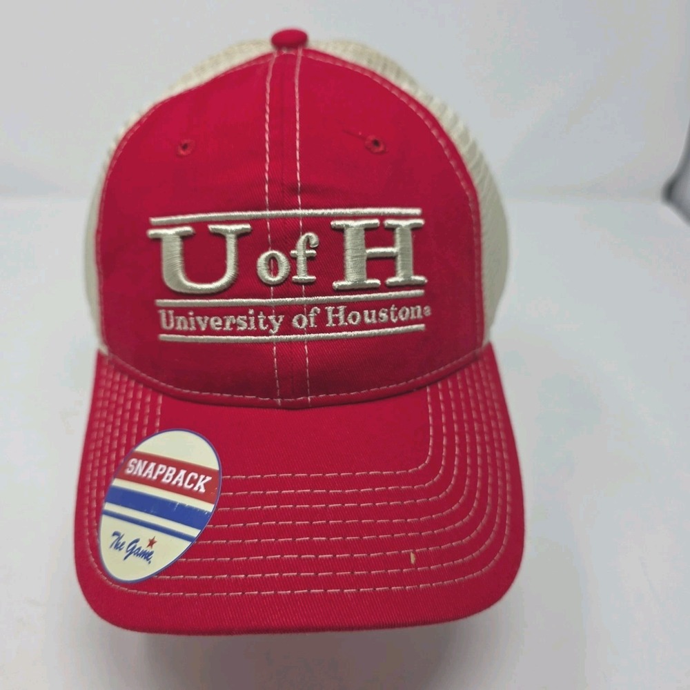 The Game Hat Mens OS Red Beige Mesh Snapback University Of Houston Cougars NWT